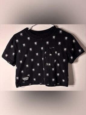 Lurking Class Spider Skull Coffin Pocket Crop Top - Size Small